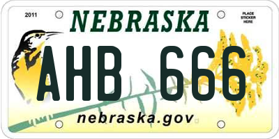 NE license plate AHB666