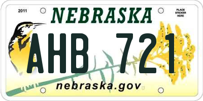 NE license plate AHB721