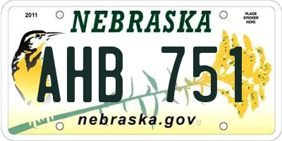 NE license plate AHB751