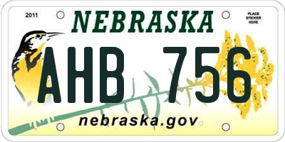 NE license plate AHB756