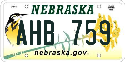 NE license plate AHB759