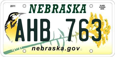 NE license plate AHB763