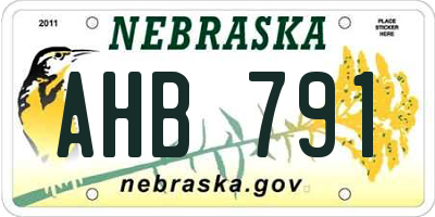 NE license plate AHB791