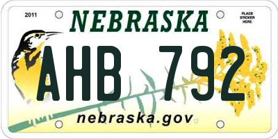 NE license plate AHB792