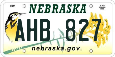 NE license plate AHB827