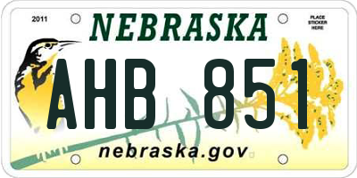 NE license plate AHB851