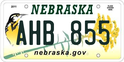 NE license plate AHB855