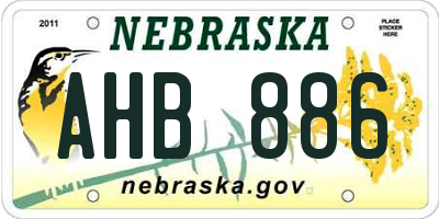 NE license plate AHB886