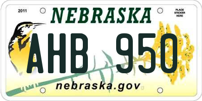 NE license plate AHB950