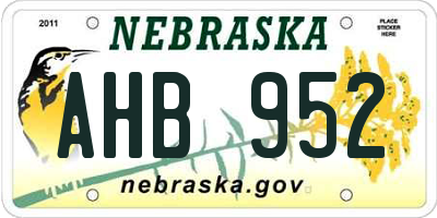 NE license plate AHB952