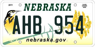 NE license plate AHB954