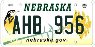 NE license plate AHB956