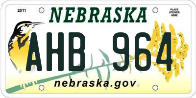 NE license plate AHB964