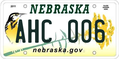 NE license plate AHC006