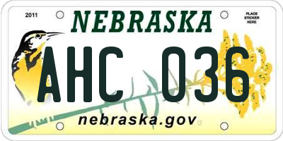 NE license plate AHC036