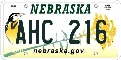 NE license plate AHC216