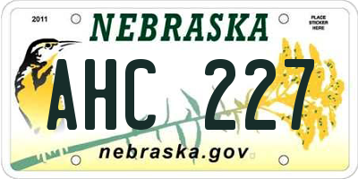 NE license plate AHC227