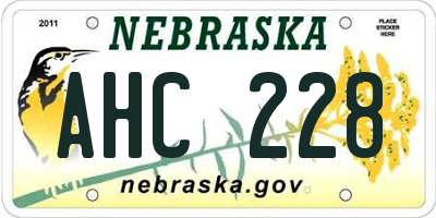 NE license plate AHC228