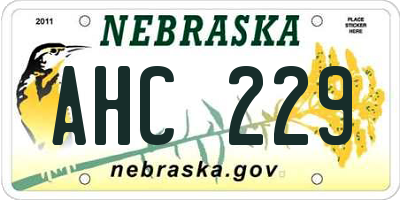 NE license plate AHC229