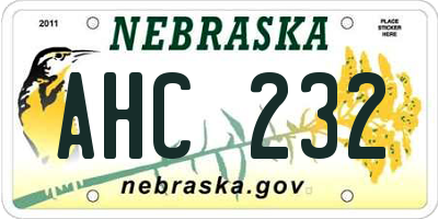 NE license plate AHC232