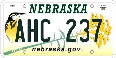 NE license plate AHC237