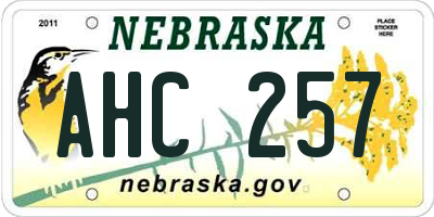 NE license plate AHC257