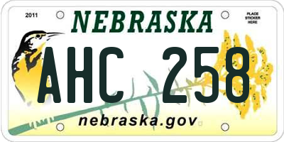 NE license plate AHC258