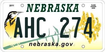 NE license plate AHC274