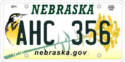 NE license plate AHC356