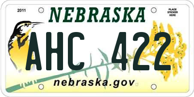 NE license plate AHC422