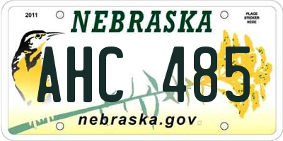 NE license plate AHC485