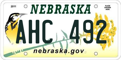 NE license plate AHC492