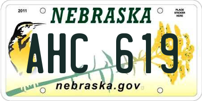 NE license plate AHC619