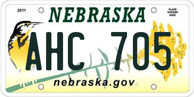 NE license plate AHC705