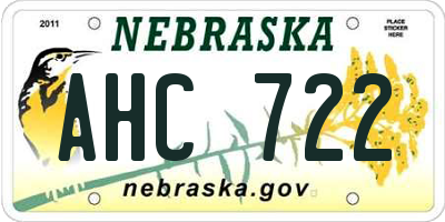 NE license plate AHC722