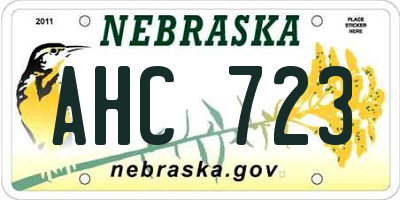 NE license plate AHC723