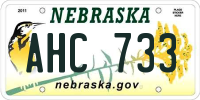 NE license plate AHC733