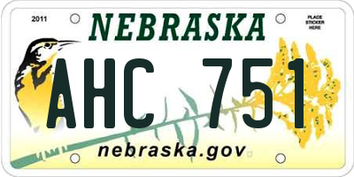 NE license plate AHC751