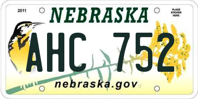 NE license plate AHC752