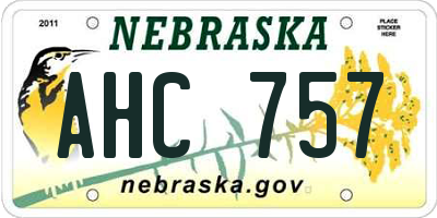 NE license plate AHC757
