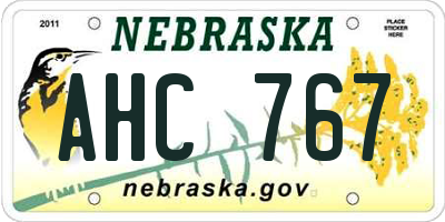 NE license plate AHC767