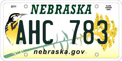 NE license plate AHC783