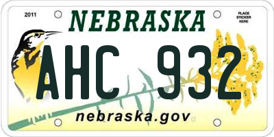 NE license plate AHC932