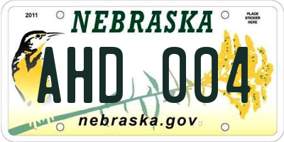 NE license plate AHD004