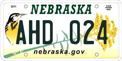 NE license plate AHD024