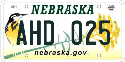 NE license plate AHD025