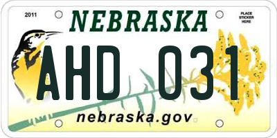 NE license plate AHD031