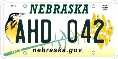 NE license plate AHD042