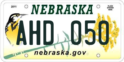 NE license plate AHD050