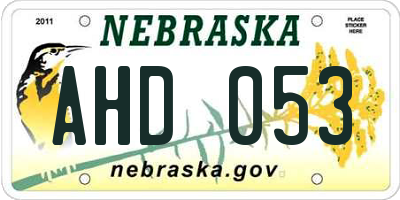 NE license plate AHD053